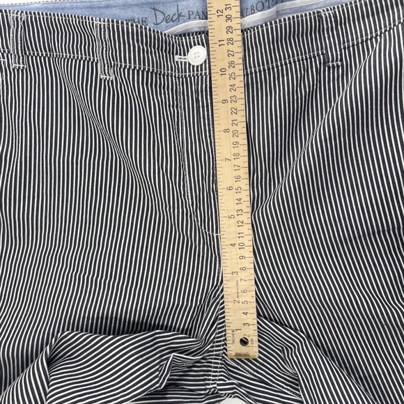 Talbots Deck Pant Women's Black White Stripe Wide Leg Cropped Pants Size 14 - Picture 6 of 10